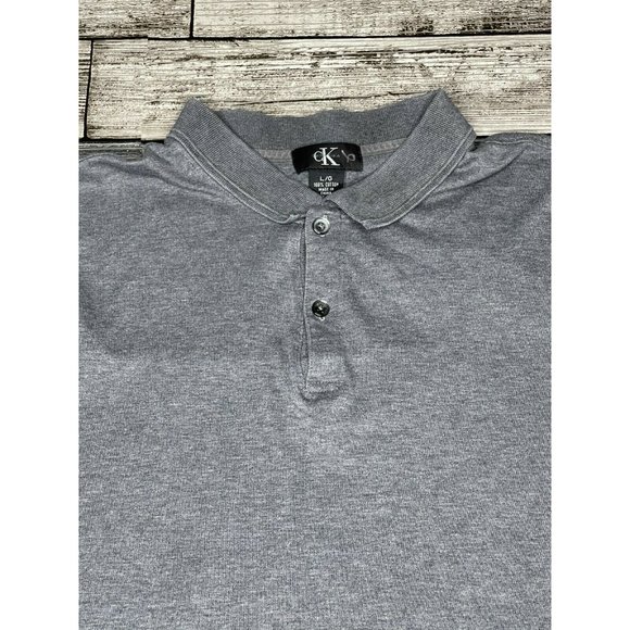 Calvin Klein Polo Shirt Mens L Gray Short Sleeve - Picture 4 of 5